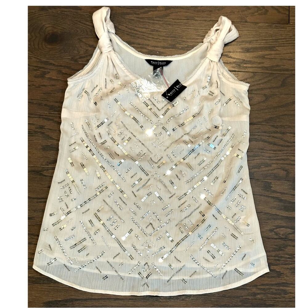 White House Black Market Beaded Tank Blouse Size XS NWT